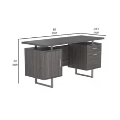Wooden Office Desk With 1 Drawer And 1 Door Cabinet Gray 9 Wooden Office Desk With 1 Drawer And 1 Door Cabinet Gray -CYMAX Sales 2683612 4 L