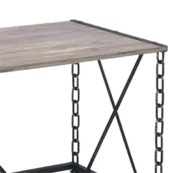 48 " Console Desk Table Metal Chain Base Oak Brown Black -CYMAX Sales 2684359 3 L
