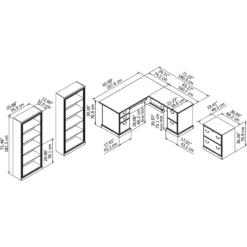 UrbanPro L Shaped Desk 4 Pc. Set In Harvest Cherry - Engineered Wood -CYMAX Sales 2685371 7 L