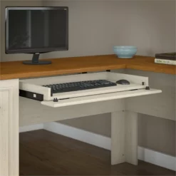 UrbanPro L Desk With Hutch And Low Storage In Antique White - Engineered Wood -CYMAX Sales 2685374 2 L
