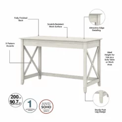 UrbanPro 2 Person Desk Set With File Cabinet In Linen White - Engineered Wood -CYMAX Sales 2685380 2 L