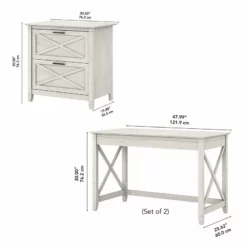 UrbanPro 2 Person Desk Set With File Cabinet In Linen White - Engineered Wood -CYMAX Sales 2685380 5 L