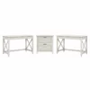 UrbanPro 2 Person Desk Set With File Cabinet In Linen White - Engineered Wood