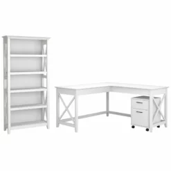UrbanPro 60W L Shaped Desk With Mobile File Cabinet And Bookcase