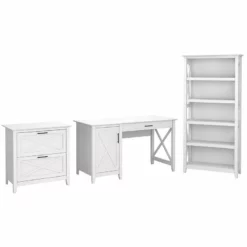 UrbanPro 54W Computer Desk With Lateral File Cabinet And Bookcase