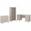 UrbanPro 60W Desk With File Cabinet & Bookcase In Sand Oak - Engineered Wood -CYMAX Sales 2685393 L