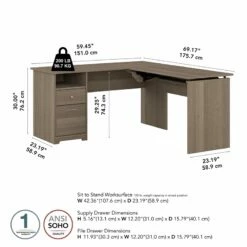UrbanPro 60W 3 Position L Shaped Sit Stand Desk In Ash Gray - Engineered Wood 12 UrbanPro 60W 3 Position L Shaped Sit Stand Desk In Ash Gray - Engineered Wood -CYMAX Sales 2685407 10 L