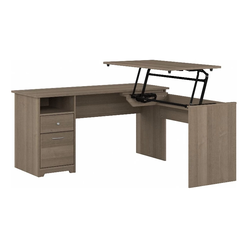 UrbanPro 60W 3 Position L Shaped Sit Stand Desk In Ash Gray - Engineered Wood 3 UrbanPro 60W 3 Position L Shaped Sit Stand Desk In Ash Gray - Engineered Wood