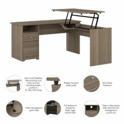 UrbanPro 60W 3 Position L Shaped Sit Stand Desk In Ash Gray - Engineered Wood 10 UrbanPro 60W 3 Position L Shaped Sit Stand Desk In Ash Gray - Engineered Wood -CYMAX Sales 2685407 8 L