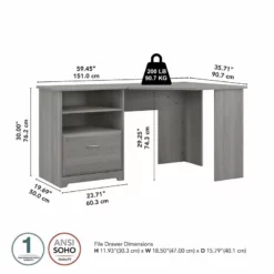UrbanPro 60W Corner Desk With Storage In Modern Gray - Engineered Wood -CYMAX Sales 2685415 5 L