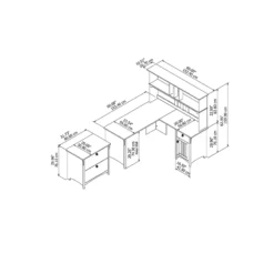 UrbanPro 60W L Shaped Desk With Hutch And File Cabinet In Cape Cod Gray -CYMAX Sales 2685418 5 L