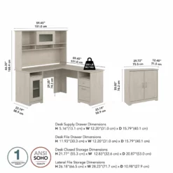 UrbanPro Engineered Wood L Desk With Hutch And Small Cabinet In Linen White Oak -CYMAX Sales 2685427 18 L