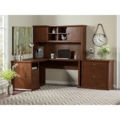 UrbanPro L Desk With Hutch And File Cabinet In Antique Cherry - Engineered Wood -CYMAX Sales 2685429 7 L