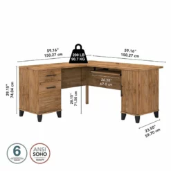 UrbanPro 60W L Shaped Desk With Storage In Fresh Walnut - Engineered Wood 14 UrbanPro 60W L Shaped Desk With Storage In Fresh Walnut - Engineered Wood -CYMAX Sales 2685449 5 L