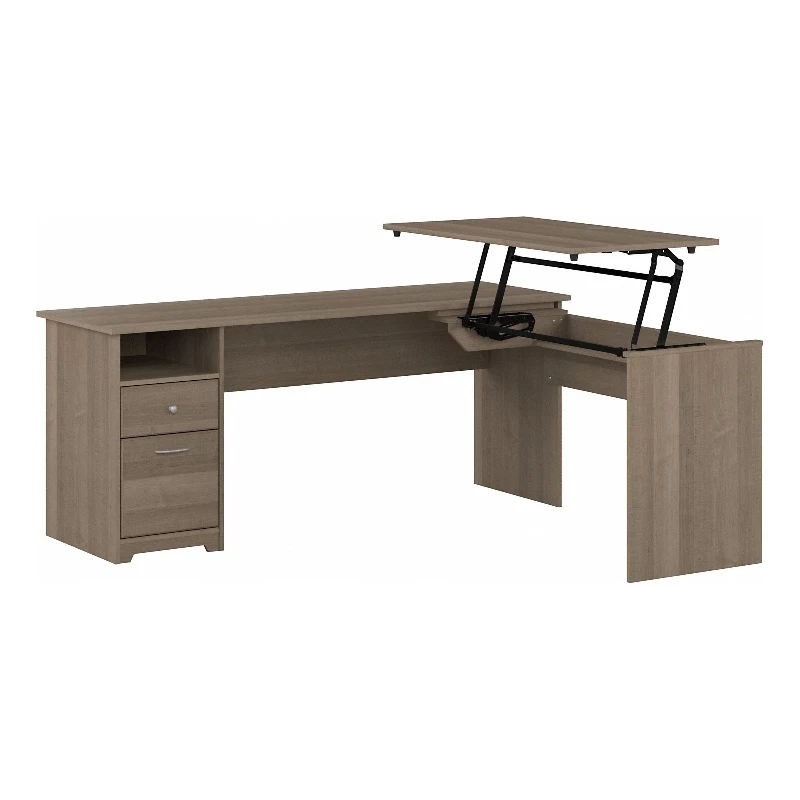 UrbanPro 72W 3 Position Sit To Stand L Desk In Ash Gray - Engineered Wood 3 UrbanPro 72W 3 Position Sit To Stand L Desk In Ash Gray - Engineered Wood