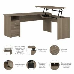 UrbanPro 72W 3 Position Sit To Stand L Desk In Ash Gray - Engineered Wood 10 UrbanPro 72W 3 Position Sit To Stand L Desk In Ash Gray - Engineered Wood -CYMAX Sales 2685452 8 L