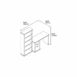 UrbanPro Home Office Desk And Bookcase In Antique Cherry - Engineered Wood -CYMAX Sales 2685455 10 L