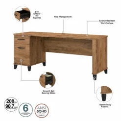 UrbanPro 72W Desk With Hutch And Bookcase In Fresh Walnut - Engineered Wood -CYMAX Sales 2685474 2 L