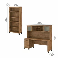UrbanPro 72W Desk With Hutch And Bookcase In Fresh Walnut - Engineered Wood -CYMAX Sales 2685474 5 L