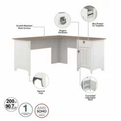 UrbanPro L Shaped Desk With Hutch And Storage In White/Shiplap - Engineered Wood -CYMAX Sales 2685477 2 L