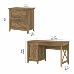 UrbanPro 54W Computer Desk With File Cabinet In Reclaimed Pine - Engineered Wood -CYMAX Sales 2685482 14 L