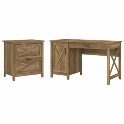 UrbanPro 54W Computer Desk With File Cabinet In Reclaimed Pine - Engineered Wood