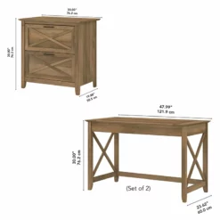 UrbanPro 2 Person Desk Set With File Cabinet In Reclaimed Pine - Engineered Wood -CYMAX Sales 2685483 14 L