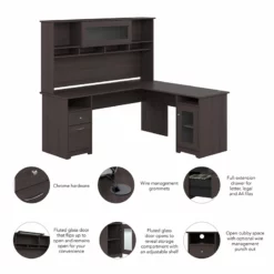 UrbanPro 72W L Shaped Computer Desk With Hutch In Heather Gray - Engineered Wood -CYMAX Sales 2685495 2 L