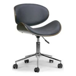 Glamour Home Amar Modern Faux Leather Office Chair With Wood Frame In Gray