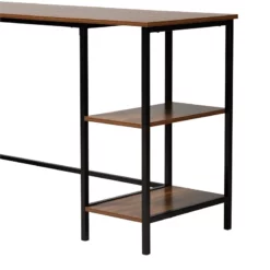 Baxton Studio Lydia Brown Wood And Black Metal L-Shaped Desk With Shelves -CYMAX Sales 2686931 4 L