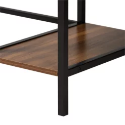 Baxton Studio Lydia Brown Wood And Black Metal L-Shaped Desk With Shelves -CYMAX Sales 2686931 5 L