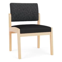 Lesro Lenox Wood Polyurethane Reception Armless Guest Chair In Natural/Black -CYMAX Sales 2691445 L