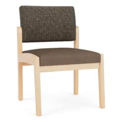 Lesro Lenox Wood Polyurethane Reception Armless Guest Chair In Natural/Black -CYMAX Sales 2691446 L
