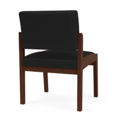Lesro Lenox Wood Polyurethane Reception Armless Guest Chair In Black/Walnut -CYMAX Sales 2691448 1 L 1