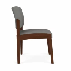 Lesro Lenox Wood Polyurethane Reception Armless Guest Chair In Black/Walnut -CYMAX Sales 2691449 1 L 1