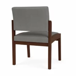 Lesro Lenox Wood Polyurethane Reception Armless Guest Chair In Gray/Walnut -CYMAX Sales 2691449 2 L 3