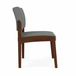 Lesro Lenox Wood Fabric Reception Armless Guest Chair In Gray/Walnut -CYMAX Sales 2691451 1 L 2