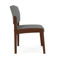 Lesro Lenox Wood Fabric Reception Armless Guest Chair In Blue/Walnut 32 Lesro Lenox Wood Fabric Reception Armless Guest Chair In Blue/Walnut -CYMAX Sales 2691451 1 L