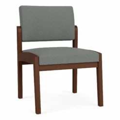 Lesro Lenox Wood Fabric Reception Armless Guest Chair In Gray/Walnut -CYMAX Sales 2691451 L 2