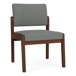 Lesro Lenox Wood Fabric Reception Armless Guest Chair In Blue/Walnut 31 Lesro Lenox Wood Fabric Reception Armless Guest Chair In Blue/Walnut -CYMAX Sales 2691451 L