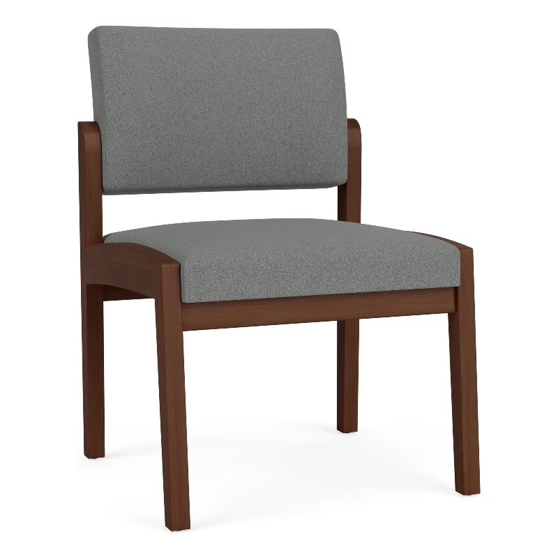 Lesro Lenox Wood Fabric Reception Armless Guest Chair In Blue/Walnut 12 Lesro Lenox Wood Fabric Reception Armless Guest Chair In Blue/Walnut - Image 10