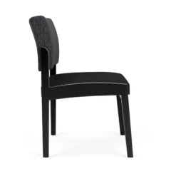 Lesro Lenox Wood Polyurethane Reception Armless Guest Chair In Black/Blue -CYMAX Sales 2691482 1 L