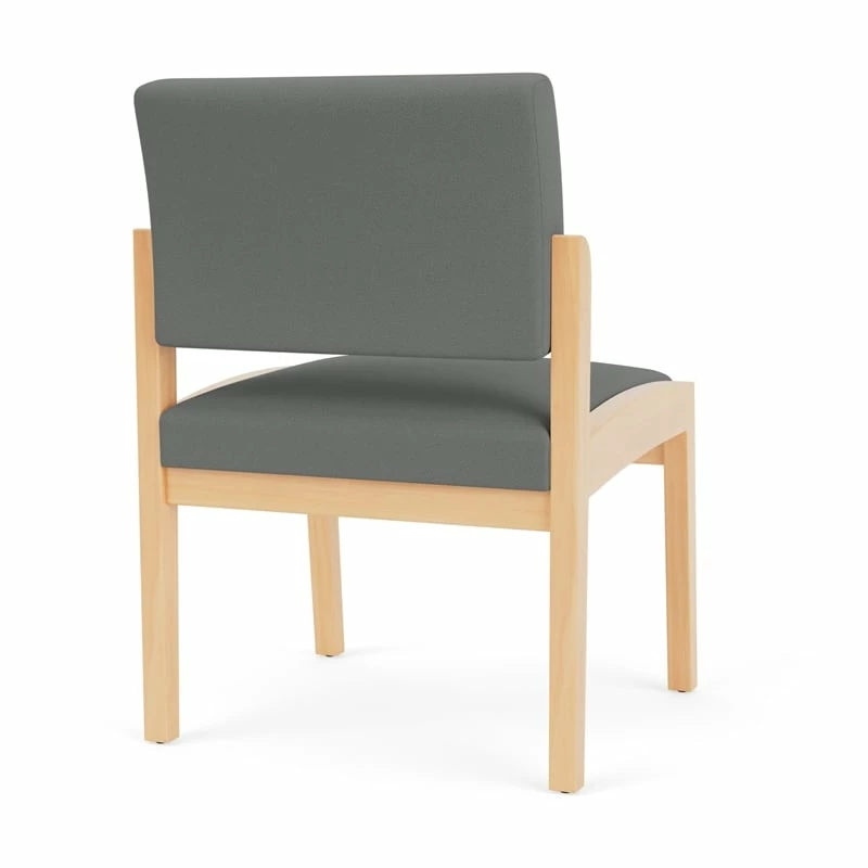 Lesro Lenox Wood Fabric Waiting Reception Armless Guest Chair In Blue/Natural 14 Lesro Lenox Wood Fabric Waiting Reception Armless Guest Chair In Blue/Natural - Image 12