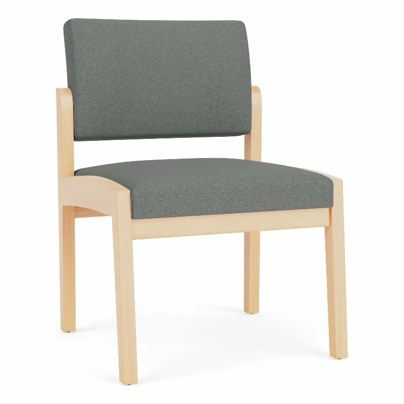 Lesro Lenox Wood Fabric Reception Armless Guest Chair In Gray/Natural 12 Lesro Lenox Wood Fabric Reception Armless Guest Chair In Gray/Natural - Image 10