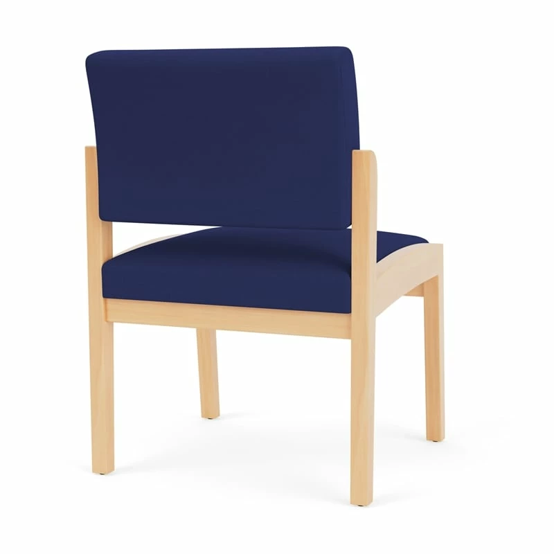 Lesro Lenox Wood Fabric Waiting Reception Armless Guest Chair In Blue/Natural 8 Lesro Lenox Wood Fabric Waiting Reception Armless Guest Chair In Blue/Natural - Image 6