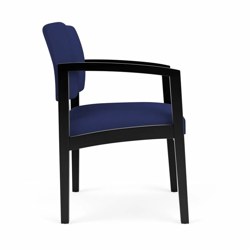 Lesro Lenox Wood Fabric Reception Guest Chair In Open House Navy/Black 7 Lesro Lenox Wood Fabric Reception Guest Chair In Open House Navy/Black - Image 5