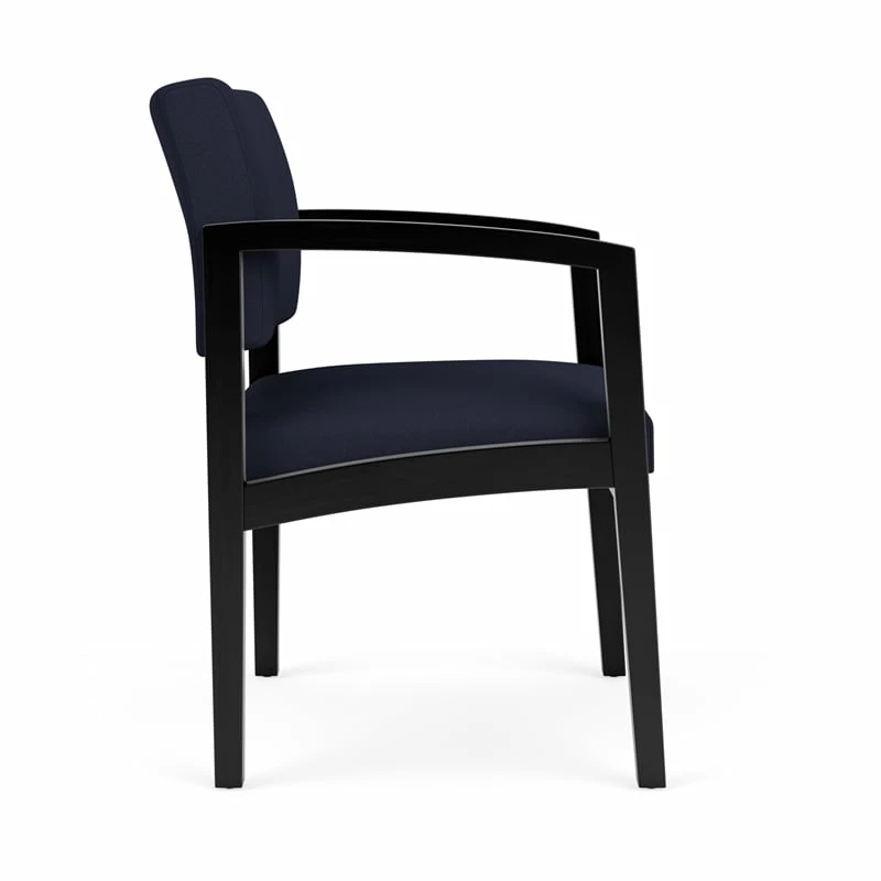 Lesro Lenox Wood Fabric Reception Guest Chair In Open House Navy/Black 4 Lesro Lenox Wood Fabric Reception Guest Chair In Open House Navy/Black - Image 2