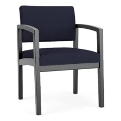 Lesro Lenox Wood Fabric Reception Guest Chair In Cobalt Blue/Black