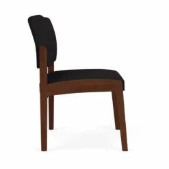 Lesro Lenox Wood Fabric Waiting Reception Armless Guest Chair In Black/Walnut -CYMAX Sales 2691541 1 L 1