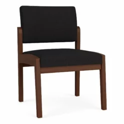 Lesro Lenox Wood Fabric Reception Armless Guest Chair In Gray/Walnut -CYMAX Sales 2691541 L 2
